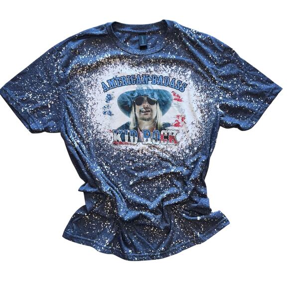 American Badass Kid Rock Bleached Heather Navy Gildan Tshirt - Picture 1 of 2